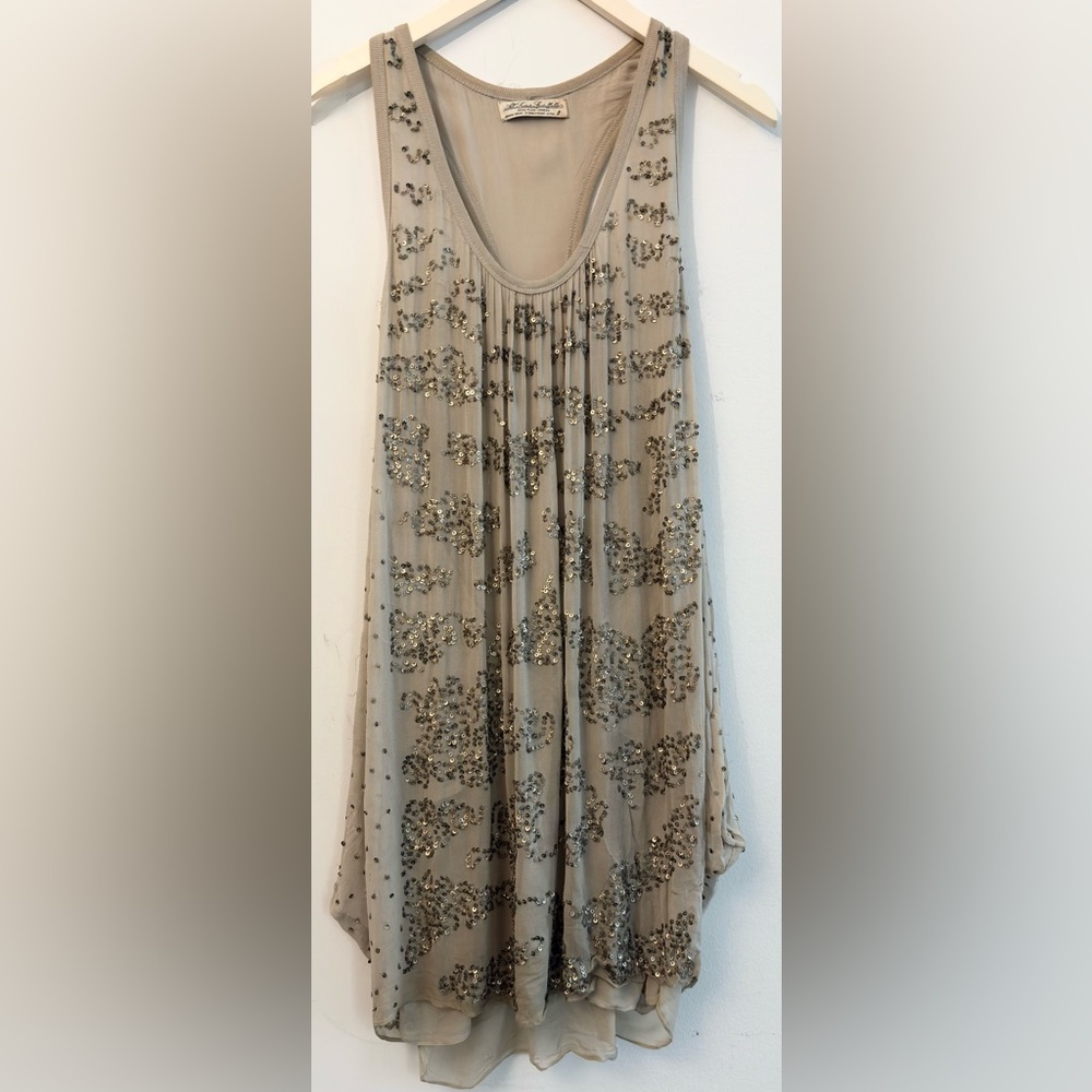 All Saints poison beige and gold sequined dress size uk 8